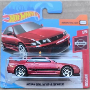Hot Wheels Mainline Nissan Skyline GT-R BCNR33 Dark Red short card