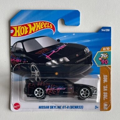 Hot Wheels Mainline Nissan Skyline GT-R R33 Black (HKS Yokohama) Short card