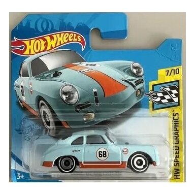 Hot Wheels Mainline Porsche 356 Outlaw Light Blue Gulf short card