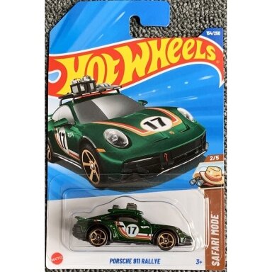 Hot Wheels Mainline Porsche 911 Rallye Green long card