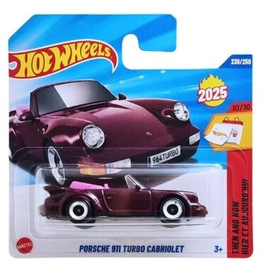 Hot Wheels Mainline Porsche 911 Turbo Cabriolet Dark Red Short Card