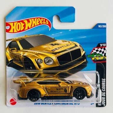 Hot Wheels Mainline 2018 Bentley Continental GT3 Gold short card