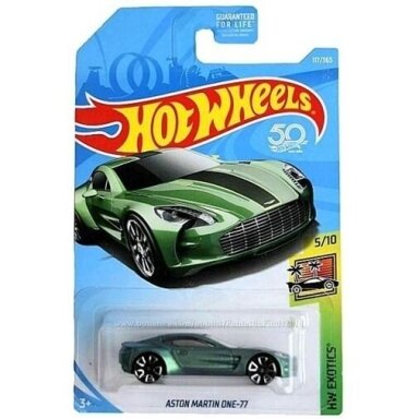 Hot Wheels Aston Martin One-77 Green Long Card Guaranteed For Life