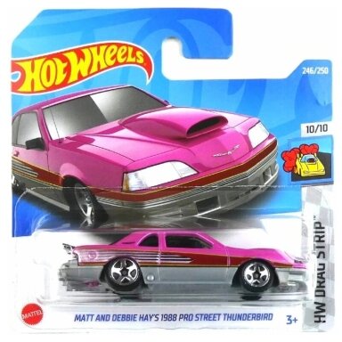 Hot Wheels Matt and Debbie Hays 1988 Pro Street Thunderbird pink short card