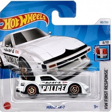 Hot Wheels Mazda RX-7 white Police short card