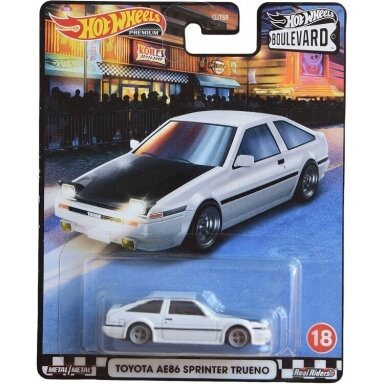 Hot Wheels Premium Boulevard Toyota Ae86 Sprinter Trueno, white Boulevard #18 Hot Wheels Premium Boulevard Toyota Ae86 Sprinter Trueno, white Boulevard #18