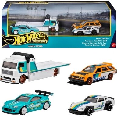 Hot Wheels Premium Diorama Drifting Vehicle (Fleet Street,Datsun 240Z,Nissan Maxima Drift,Pandem Subaru BRZ)