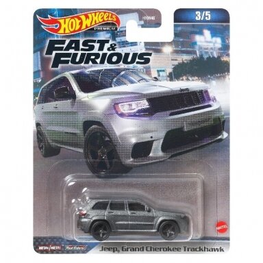 Hot Wheels Premium Fast and Furious Modeliukas Jeep, Grand Cherokee Trackhawk Grey