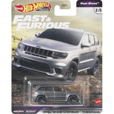 Hot Wheels Premium Fast and Furious Modeliukas Jeep, Grand Cherokee Trackhawk Grey