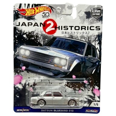 Hot Wheels Premium Japan Historics2 Modeliukas Datsun Bluebird 510 Silver Hot Wheels Premium Japan Historics2 Modeliukas Datsun Bluebird 510 Silver