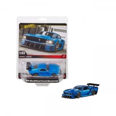 Hot Wheels Premium 1/43 Modified 1969 Ford Mustang (Ford Mad Muscle Mustang), blue Hot Wheels Premium 1/43 Modified 1969 Ford Mustang (Ford Mad Muscle Mustang), blue