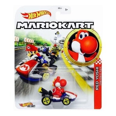 Hot Wheels Premium Mario Kart Red Yoshi Standard Kart Hot Wheels Premium Mario Kart Red Yoshi Standard Kart