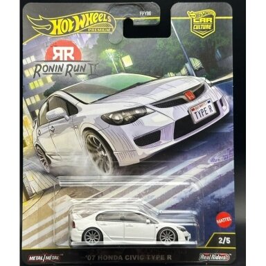 Hot Wheels Premium Ronin Run II Modeliukas Honda Civic FD2 Type-R, White Hot Wheels Premium Ronin Run II Modeliukas Honda Civic FD2 Type-R, White