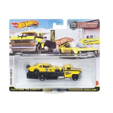 Hot Wheels Premium Team Transport Custom Chevrolet Nova & Horizon Hauler Truck, Limited Edition *Garaga Legens*, yellow/black