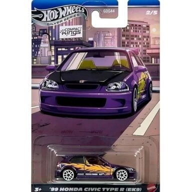 Hot Wheels Silverline Compact Kings Modeliukas 1999 Honda Civic Type R (EK9), purple/orange (yra sandėlyje) Hot Wheels Silverline Compact Kings Modeliukas 1999 Honda Civic Type R (EK9), purple/orange (yra sandėlyje)