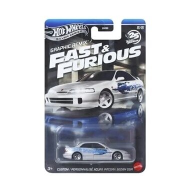 Hot Wheels Silverline Fast and Furious Graphic Remix Custom Acura Integra Sedan GSR, silver