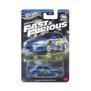 Hot Wheels Silverline Fast and Furious Graphic Remix Mitsubishi Lancer Evolution VII, blue