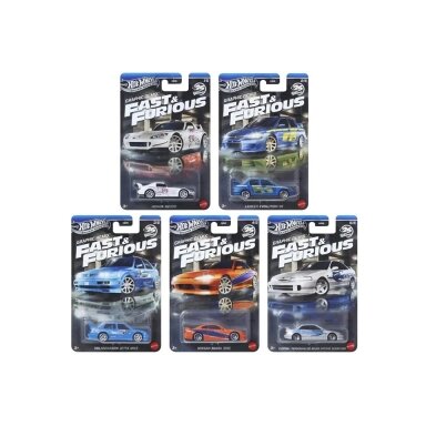 Hot Wheels Silverline Fast and Furious Graphic Remix (Honda S2000,Acura Integra,Volkswagen Jetta,Lancer Evolution VII,Nissan Silvia S15)