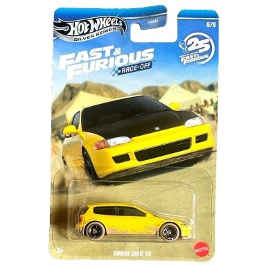 Hot Wheels Silverline Fast & Furious Race Off Modeliukas Honda Civic EG, yellow (yra sandėlyje) Hot Wheels Silverline Fast & Furious Race Off Modeliukas Honda Civic EG, yellow (yra sandėlyje)