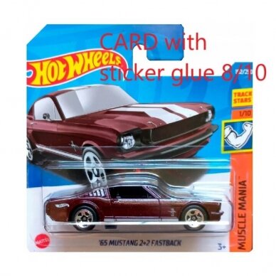 KLIJŲ ŽYMĖS!!! Hot Wheels Modeliukas 65 mustang 2+2 Fastback brown short card KLIJŲ ŽYMĖS!!! Hot Wheels Modeliukas 65 mustang 2+2 Fastback brown short card