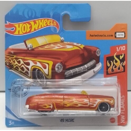 Hot Wheels Mainline 1949 Merc Red Fire Flames Short Card
