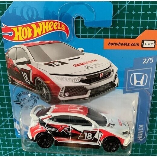 Skilęs Blisteris!!!   Hot Wheels Mainline Modeliukas 2018 Honda Civic Type R White No 18 short card (yra Sandėlyje)