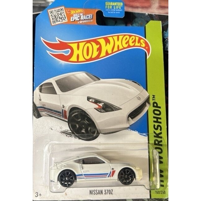 Hot Wheels Mainline 2015 Year Nissan 370z White Long card Guaranteed For Life