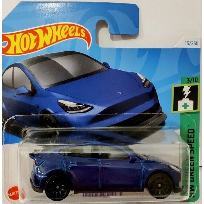 Hot Wheels Mainline Tesla Model Y blue short card