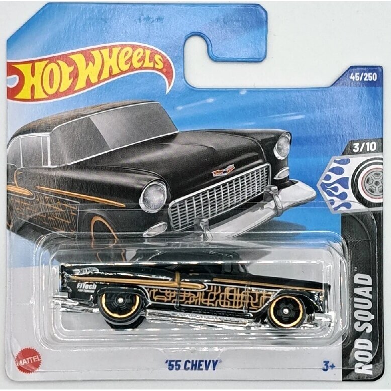 Hot Wheels Mainline 1955 Chevy Black Short Card