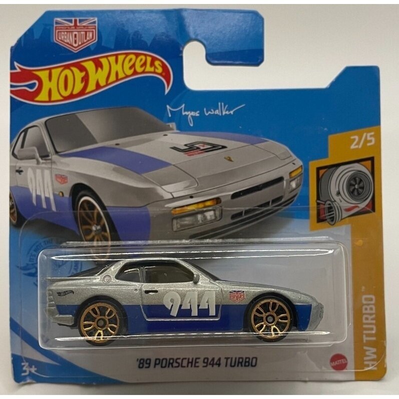 Hot Wheels Mainline 1989 porsche 944 Turbo Silver Blue short card