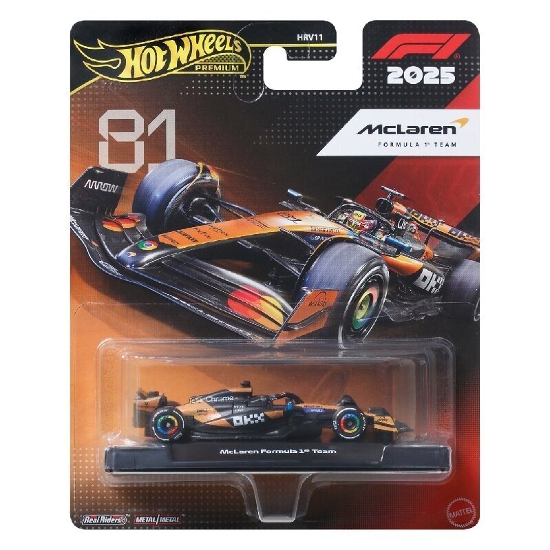 Hot Wheels Premium Formula 1 Modeliukas McLaren F1 model #81 Oscar Piastri, orange/black