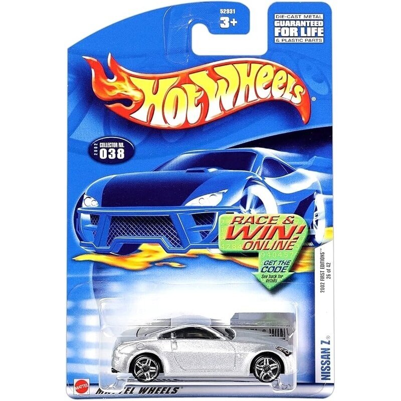 Hot Wheels Mainline 2002 First Edition Nissan 350z Silver Long card Guaranteed For Life