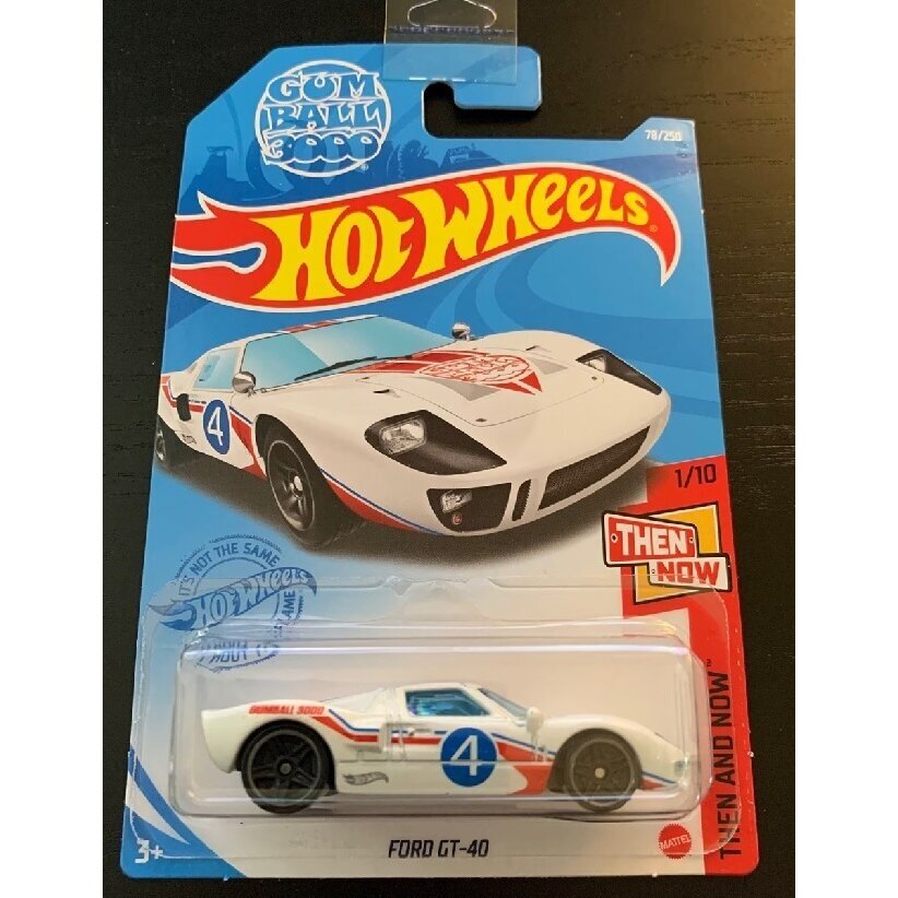 Hot Wheels Mainline Ford GT-40 White GUM BALL 3000 Long card Guaranteed For Life