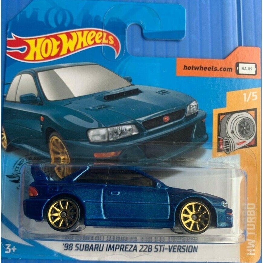 Hot Wheels Mainline Modeliukas 98 Subaru Impreza 22B STI-Version Blue Short Card
