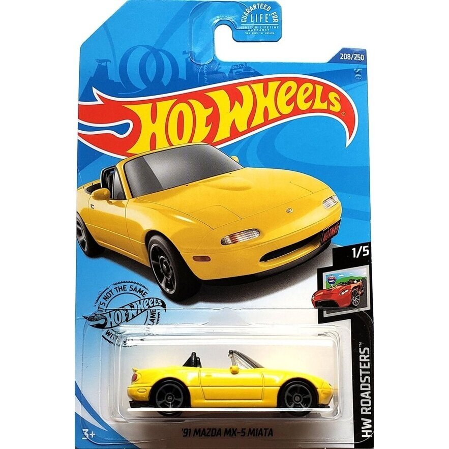 Hot Wheels Mainline Mazda MX-5 Miata Clean Yellow Long card Guaranteed For Life