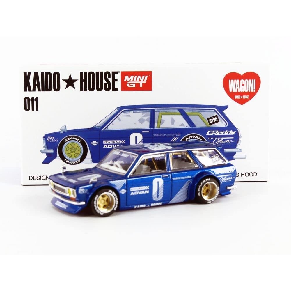 PRE-ORDER Mini GT Kaido House Modeliukas Kaido House RHD Datsun 510 Wagon, blue