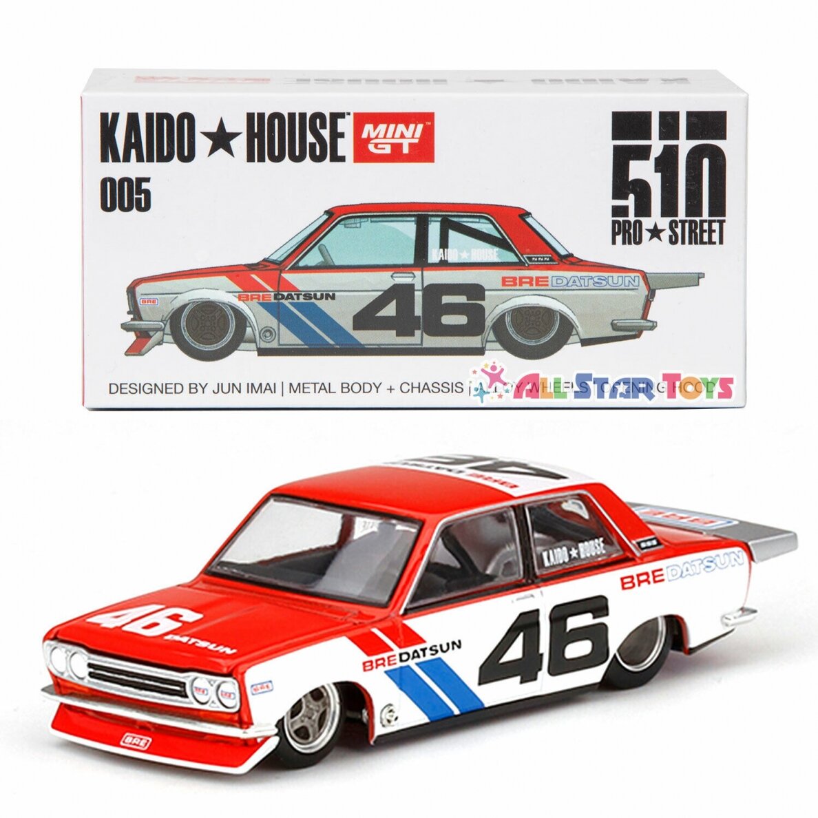 Mini GT Kaido House Modeliukas Kaido House Datsun 510 Pro Street BRE510 V1, red/w