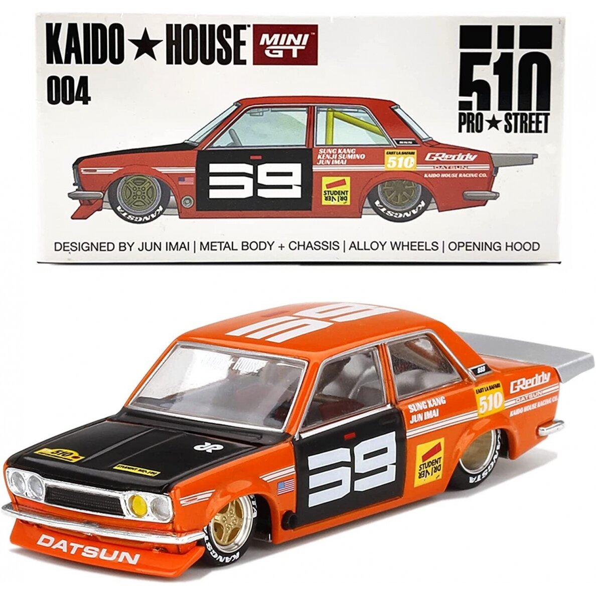 Mini GT Kaido House Modeliukas Kaido House Datsun 510 Pro Street SK510, orange/black