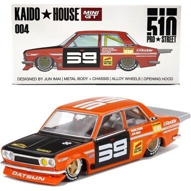 Mini GT Kaido House Modeliukas Kaido House Datsun 510 Pro Street SK510, orange/black Mini GT Kaido House Modeliukas Kaido House Datsun 510 Pro Street SK510, orange/black