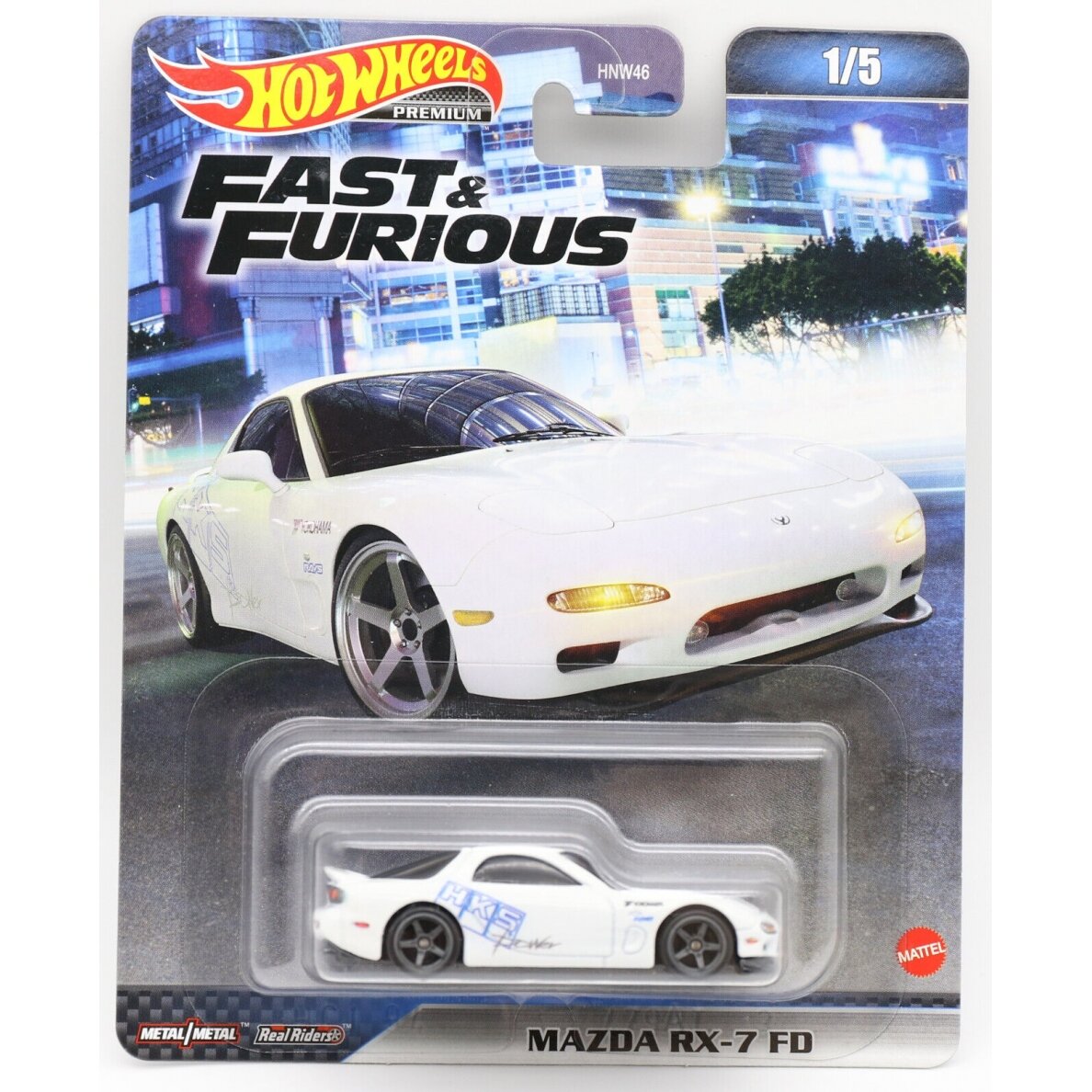 Hot Wheels Fast & Furious Premium Modeliukas Mazda RX-7 FD White (yra Sandėlyje)