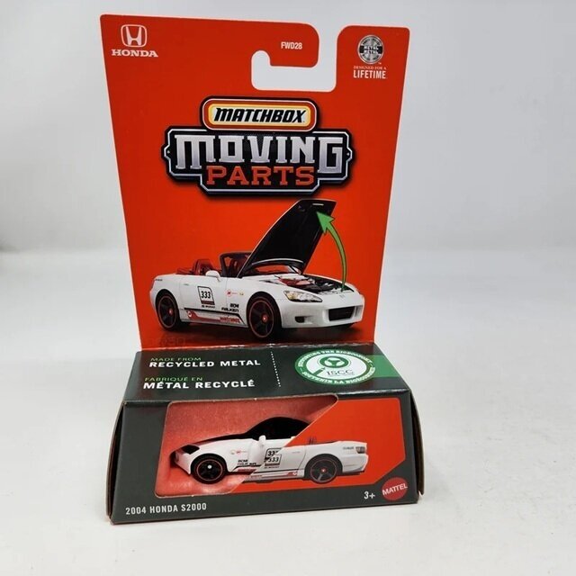Matchbox Moving Parts Modeliukas 2004 Honda S2000 White (yra Sandėlyje)