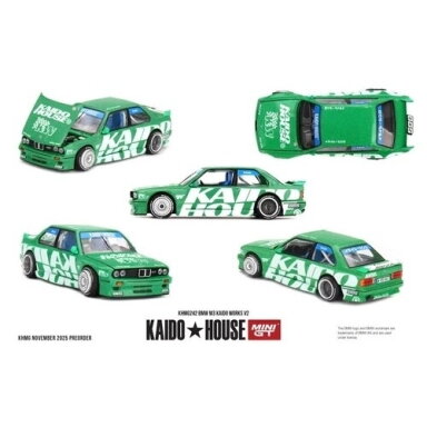 MINI GT Kaido House 1/64 1989 BMW M3 (E30) KAIDO Works V2, green/white