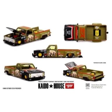 Mini GT Kaido House Modeliukas 1/64 1980 Chevrolet Silverado Sumatran Rhino, black/gold Mini GT Kaido House Modeliukas 1/64 1980 Chevrolet Silverado Sumatran Rhino, black/gold