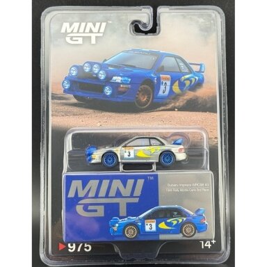 Mini GT CHASE 1/64 1998 Subaru Impreza WRC98 #3 Rally Monte-Carlo 3rd Place, blue/yellow