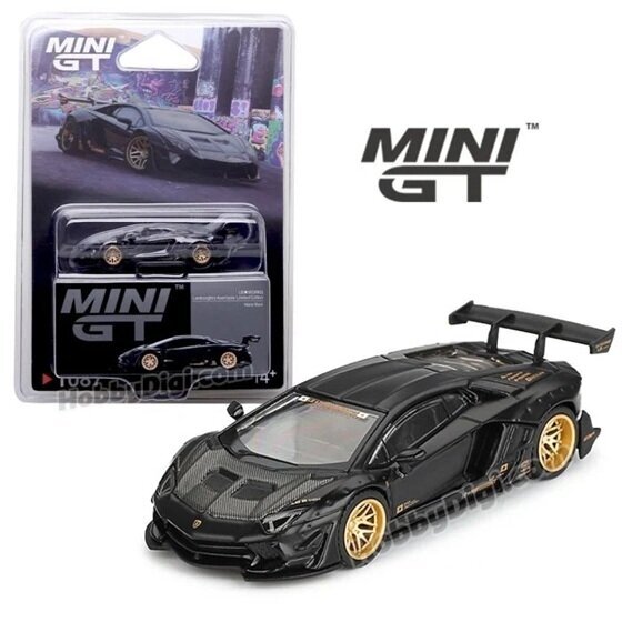 Mini GT 1/64 2025 Lamborghini Aventador LB-Works Limited Edition, matte black