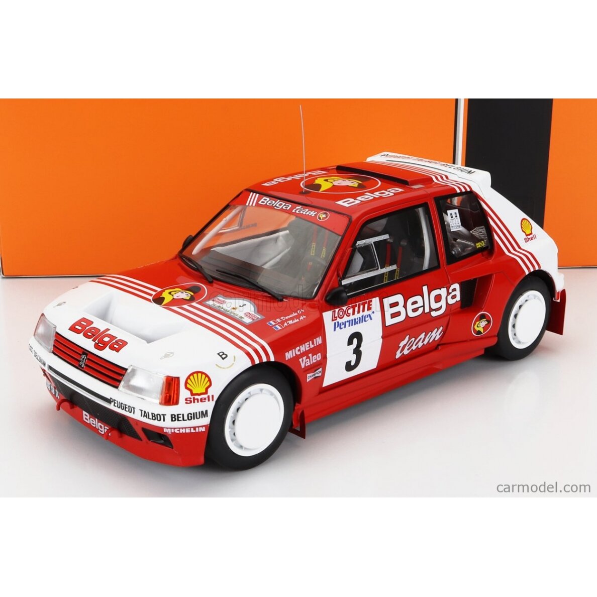 PRE-ORD3R IXO Models 1/18 1985 Peugeot 205 T16 #3 Belga Rally Ypres, B. Darniche/A. Mahe