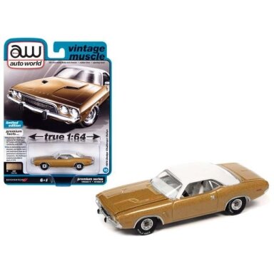 PRE-ORD3R Auto World Modeliukas 1974 Dodge Challenger Rallye, Golden Haze with Flat White Vinyl Roof PRE-ORD3R Auto World Modeliukas 1974 Dodge Challenger Rallye, Golden Haze with Flat White Vinyl Roof