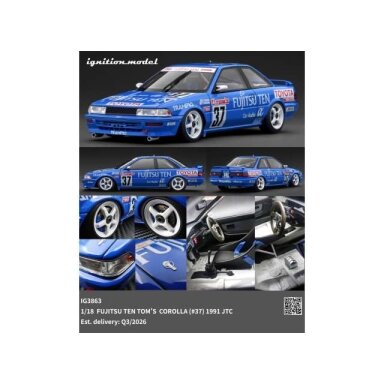 PRE-ORD3R Ignition Modeliukas 1/18 1991 Fujitsu TEN TOM'S Corolla #37 JTC, blue PRE-ORD3R Ignition Modeliukas 1/18 1991 Fujitsu TEN TOM'S Corolla #37 JTC, blue