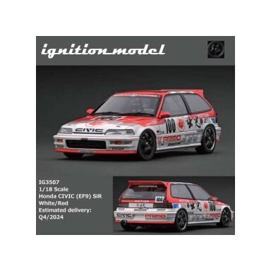 Ignition Modeliukas 1/18 Honda CIVIC (EF9) SiR, white/red Ignition Modeliukas 1/18 Honda CIVIC (EF9) SiR, white/red