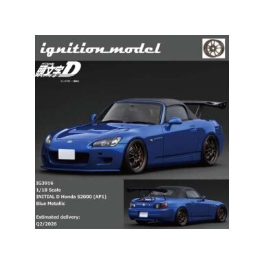 PRE-ORD3R Ignition Modeliukas 1/18 Honda S2000 (AP1) Initial D, blue metallic PRE-ORD3R Ignition Modeliukas 1/18 Honda S2000 (AP1) Initial D, blue metallic